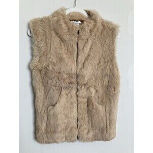 Vintage Rabbit Fur Zip Vest LARGE Women’s Tan
